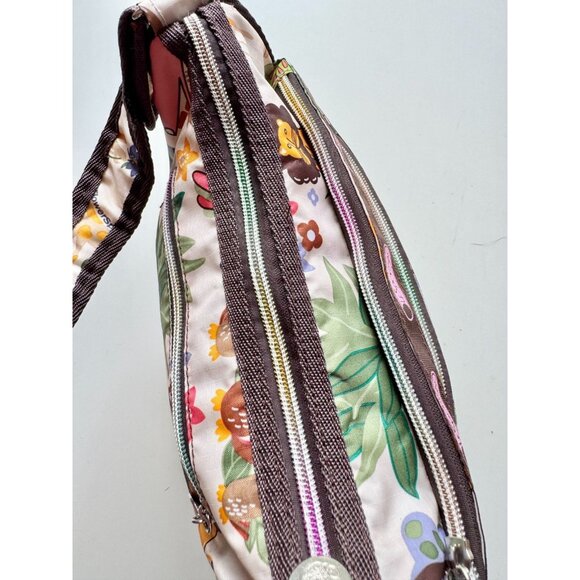 LESPORTSAC Jungle Animal Print Nylon Logo Grosgrain Trim Shoulder Bag Purse - Picture 11 of 15